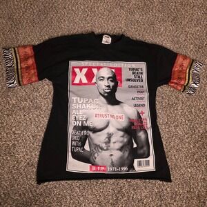 Shaka Wear Tupac XXL Magazine Graphic T-Shirt XL Black Custom Tapestry Sleeves